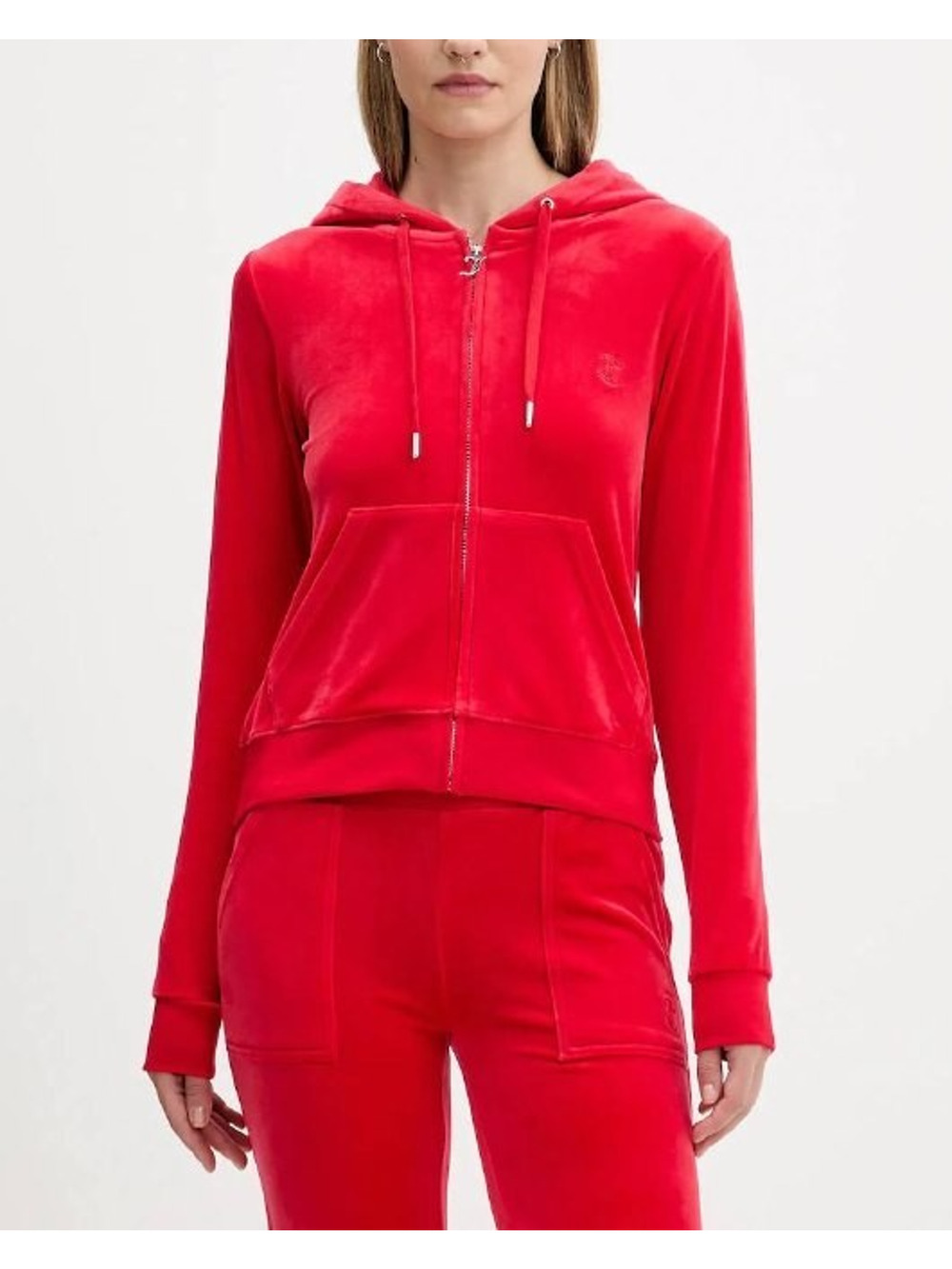 Juicy Couture Hoodie zip up velvet Y2K preppy Womens Red S petite A006837